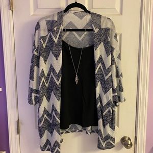 Mauirces Navy & White Chevron Sweater Wrap Kimono
